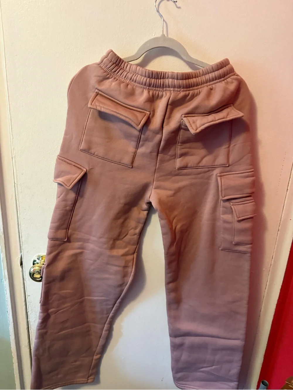 Dusty Rose Cargo Jogger Pants | Multi-Pocket